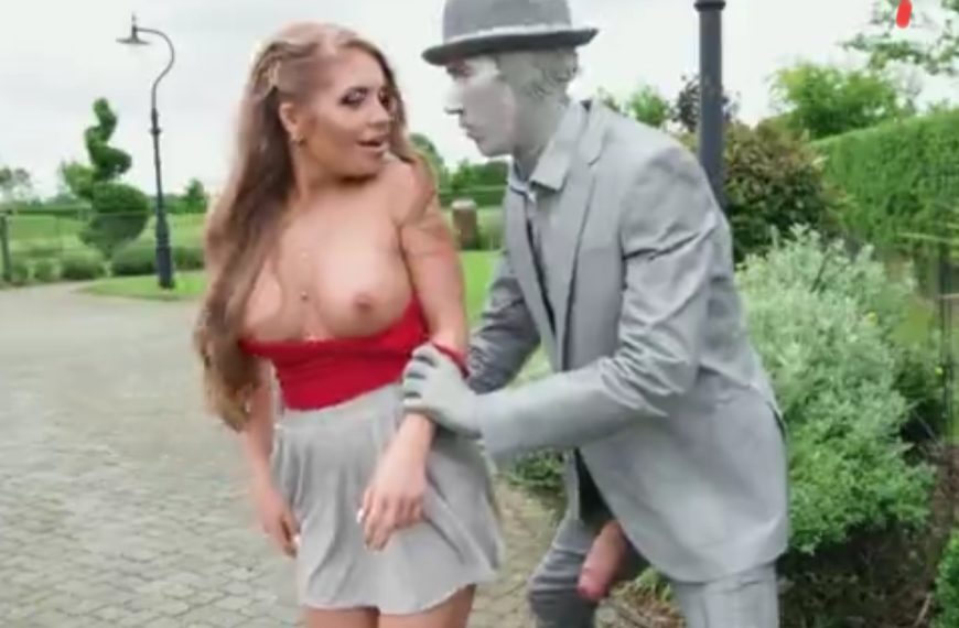 She got shocked by a statue